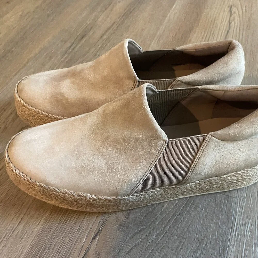 Vince Women's Wilden Suede Espadrille Tan Slip-on Sneaker Platform 9.5!